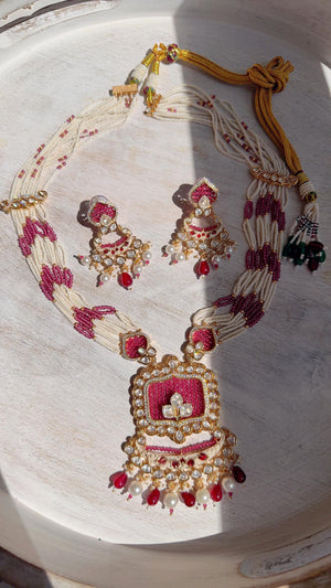 Ruby Diamond Rani Haar Necklace Set | Kundan Diamond Long Necklace | Indian Bridal Jewelry | Indian Wedding Necklace - Mary