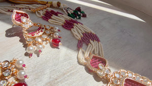 Ruby Diamond Rani Haar Necklace Set | Kundan Diamond Long Necklace | Indian Bridal Jewelry | Indian Wedding Necklace - Mary