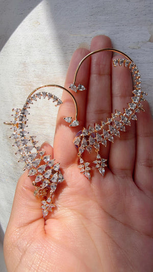 Diamond Earcuff 2 tone diamond Jhumkas/ear cuff jhumka / CZ Statement Ear Cuff earrings/Indian wedding jewelry