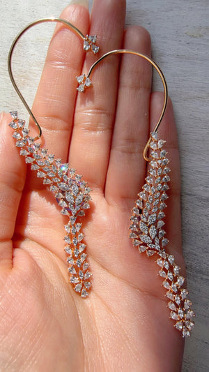 Diamond Earcuff 2 tone diamond Jhumkas/ear cuff jhumka / CZ Statement Ear Cuff earrings/Indian wedding jewelry
