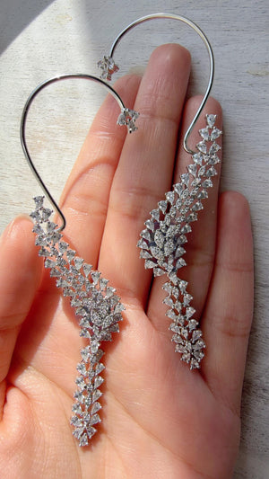 Diamond Earcuff sILVER diamond Jhumkas/ear cuff jhumka / CZ Statement Ear Cuff earrings/Indian wedding jewelry