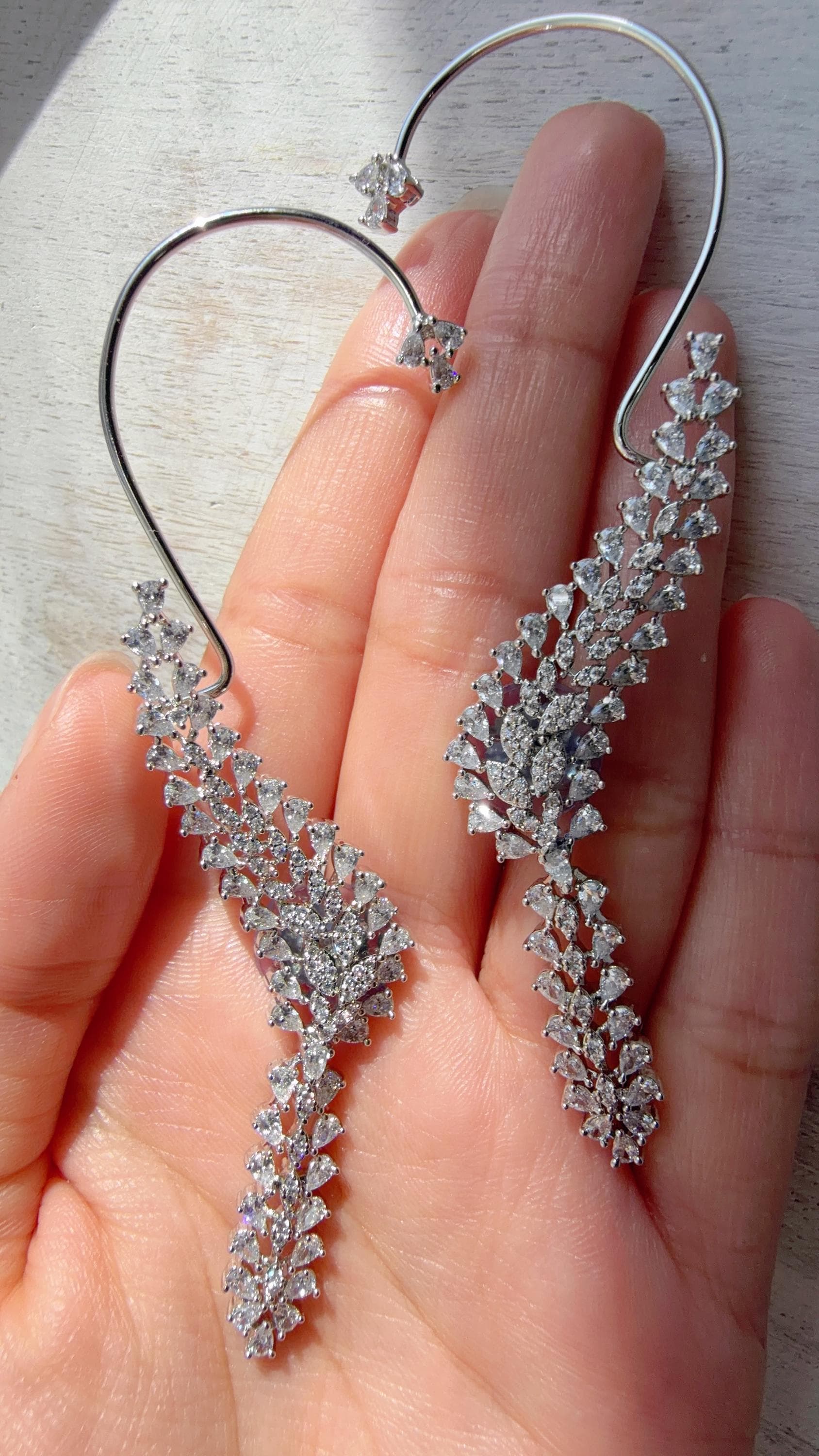 Diamond Earcuff sILVER diamond Jhumkas/ear cuff jhumka / CZ Statement Ear Cuff earrings/Indian wedding jewelry