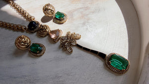 Sabyasachi-Inspired Blue Green Long Chain Necklace Set | Kundan Stone Bridal Jewelry | Indian Wedding Necklace – Naina