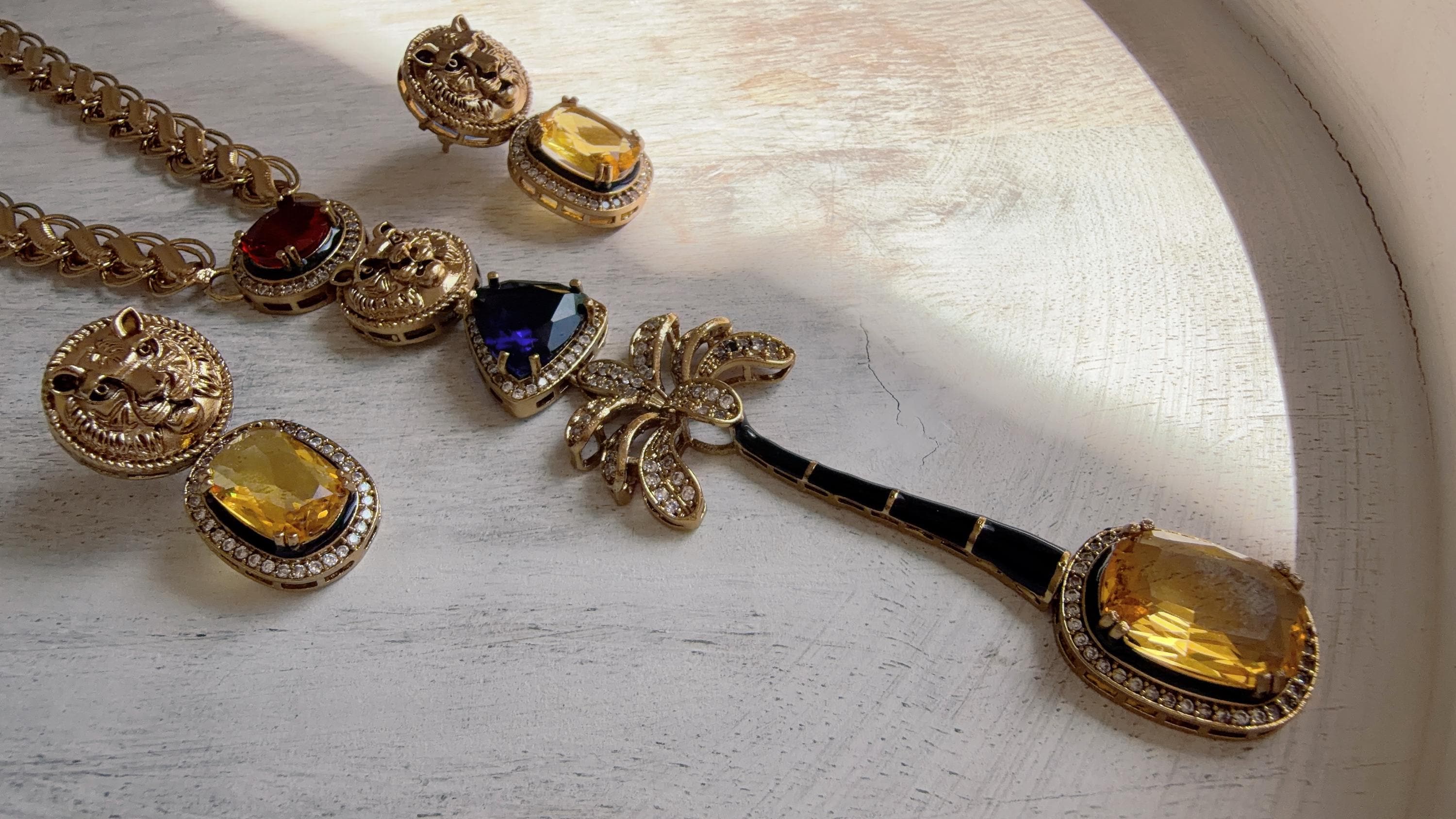 Sabyasachi-Inspired Blue Yellow Long Chain Necklace Set | Kundan Stone Bridal Jewelry | Indian Wedding Necklace – Naina