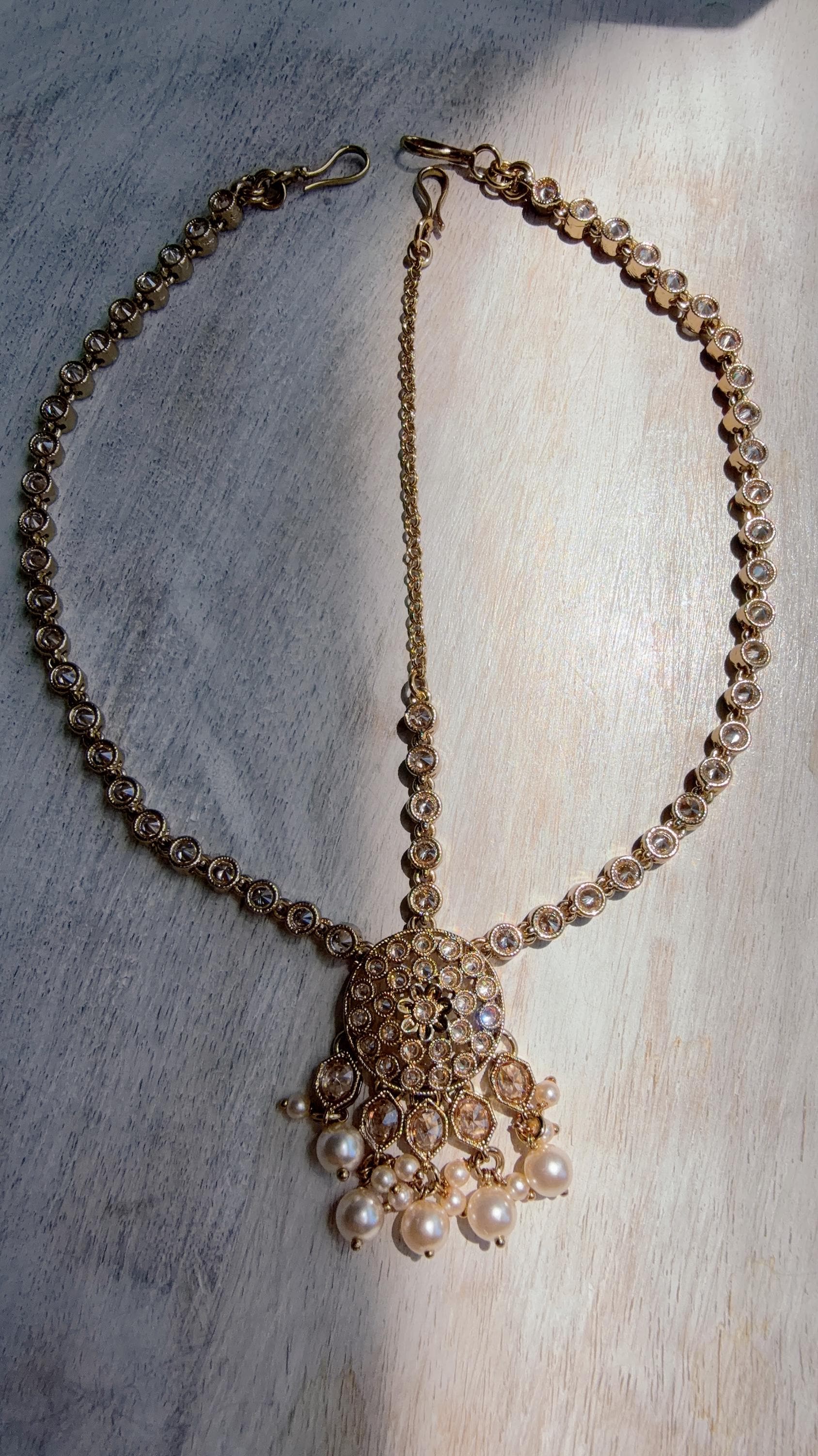 Antique Gold Maatha Patti Headpiece:/Matha Phool/ bridal hair jewelry/Kundan Mathapatti