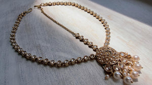 Antique Gold Maatha Patti Headpiece:/Matha Phool/ bridal hair jewelry/Kundan Mathapatti