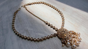 Antique Gold Maatha Patti Headpiece:/Matha Phool/ bridal hair jewelry/Kundan Mathapatti