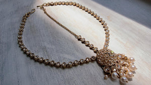 Antique Gold Maatha Patti Headpiece:/Matha Phool/ bridal hair jewelry/Kundan Mathapatti