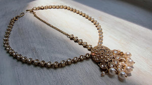 Antique Gold Maatha Patti Headpiece:/Matha Phool/ bridal hair jewelry/Kundan Mathapatti