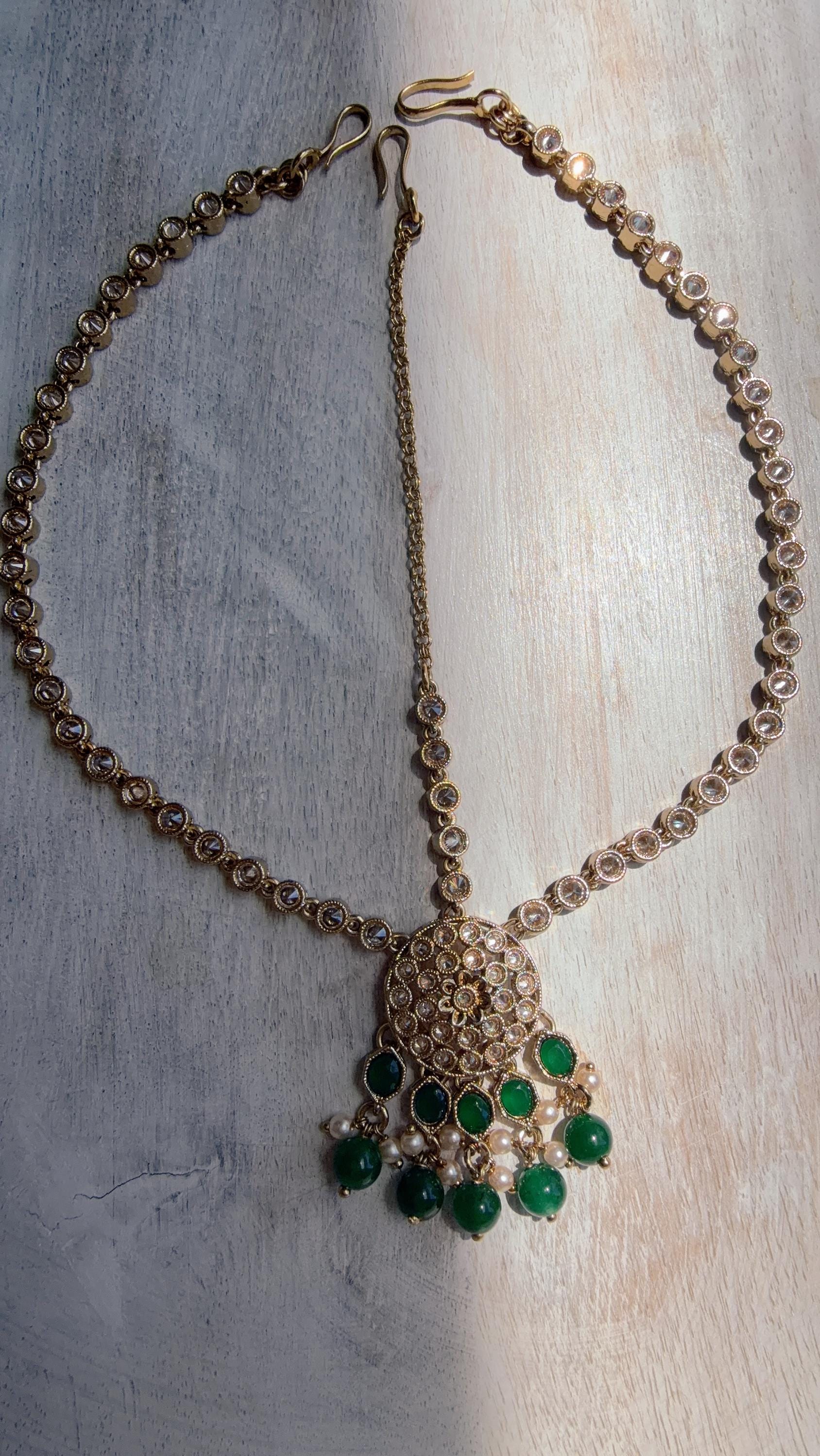 Antique Gold Maatha Patti Headpiece:/Matha Phool/ bridal hair jewelry/Kundan Mathapatti