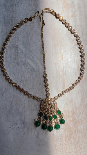Antique Gold Maatha Patti Headpiece:/Matha Phool/ bridal hair jewelry/Kundan Mathapatti