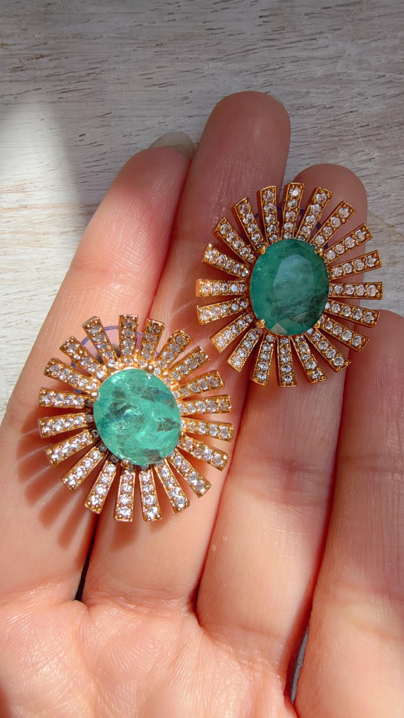 Mint Moissanite Stone Earrings/Diamond Kundan Studs /Indian Jewelry /Statement Earring - Shanaya
