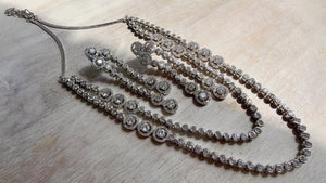 Silver Double Layer Diamond Tennis Necklace | Bridal Choker | Indian Diamond Necklace | CZ Tennis Necklace
