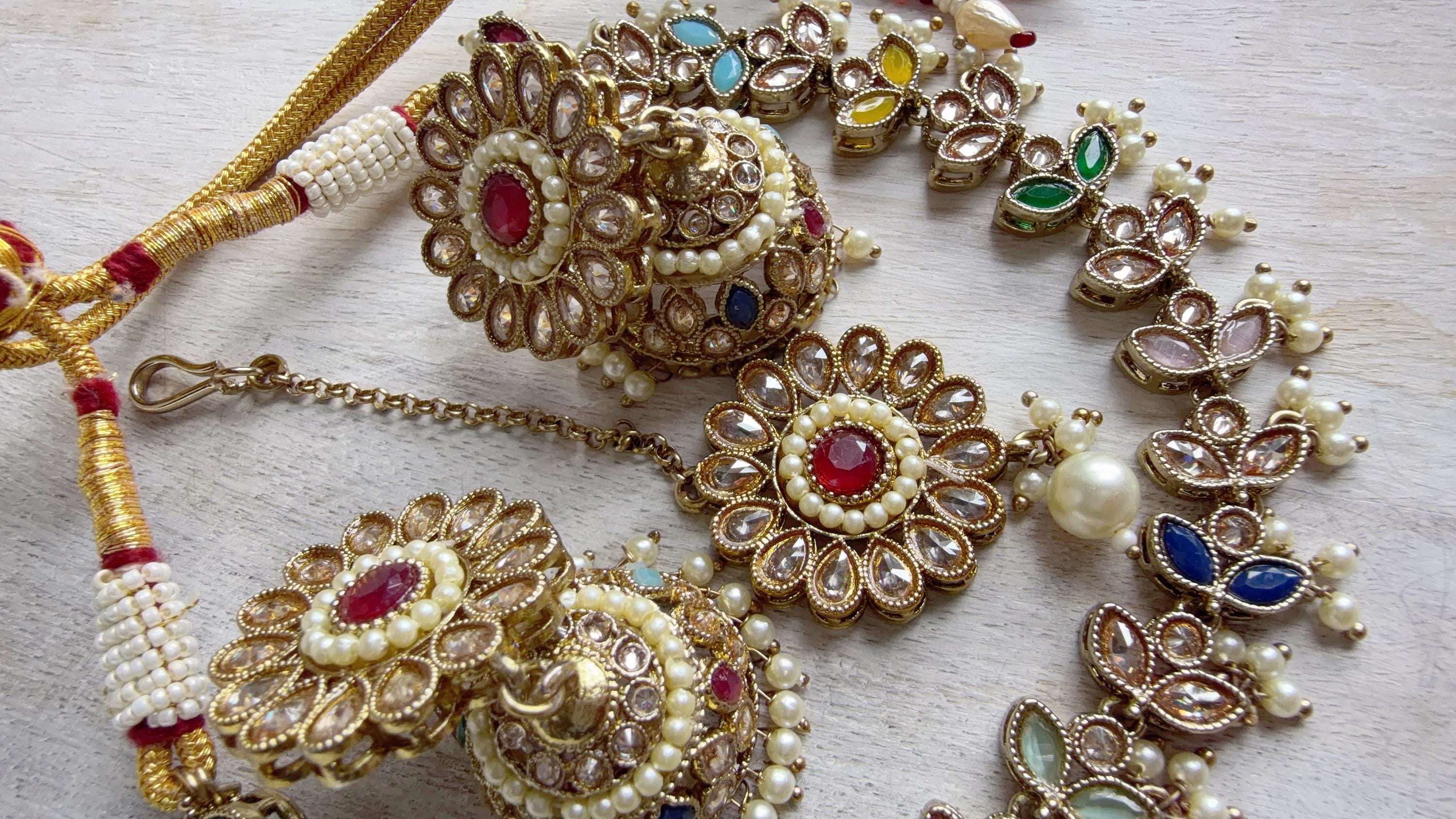 Silver Polki Kundan Multi Necklace Set with Earrings and Tikka | Wedding Bridal Necklace | Indian Jewelry | Bridal Jewelry | Alia 