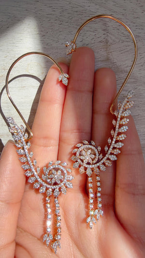 Diamond Earcuff 2 tone diamond Jhumkas/ear cuff jhumka / CZ Statement Ear Cuff earrings/Indian wedding jewelry