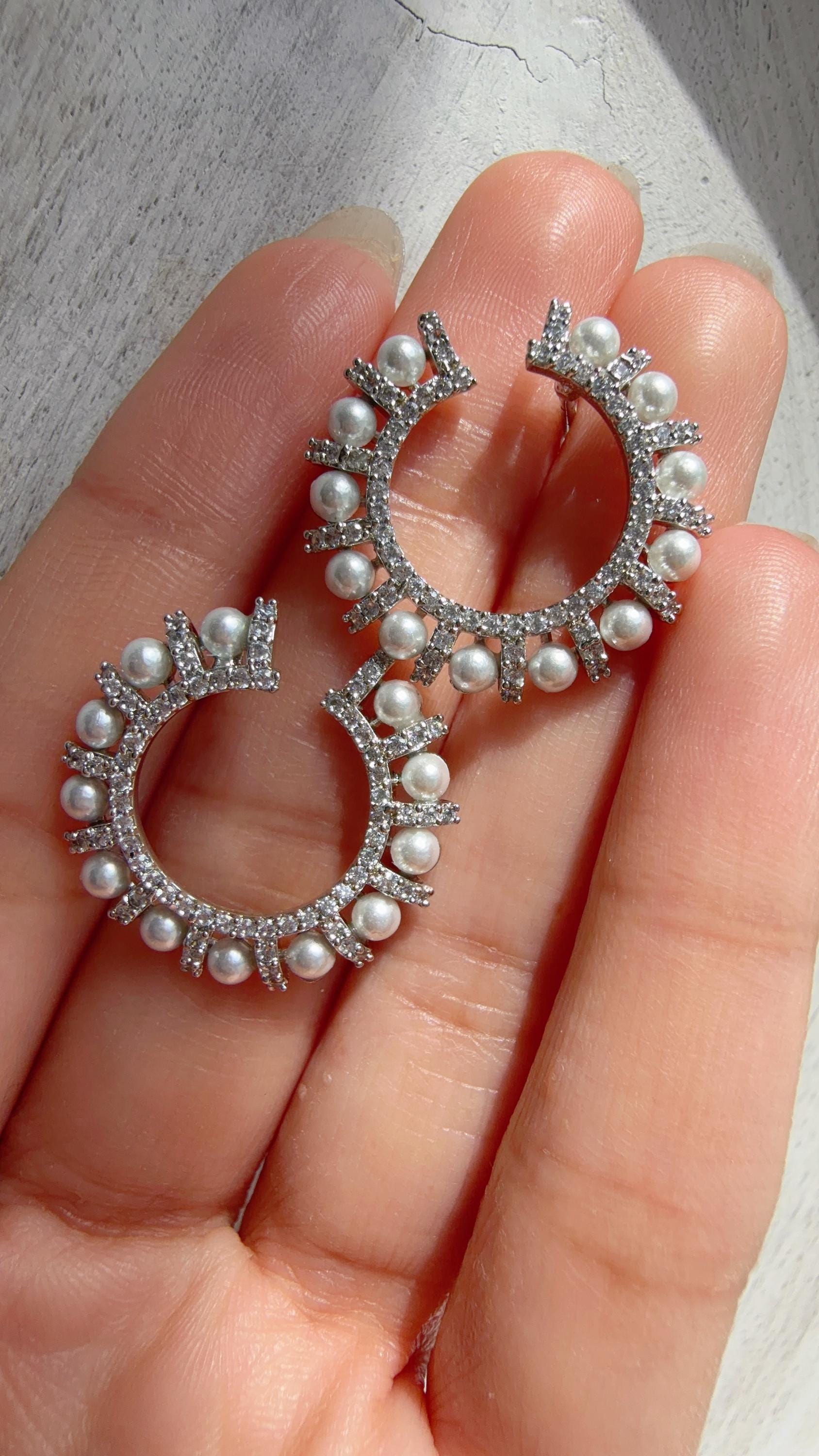 Diamond Rhodium Diamond studs /Indian Studs/Indian Jewelry/diamond Studs/Statement Stud Earring/Kundan Stud Earrings