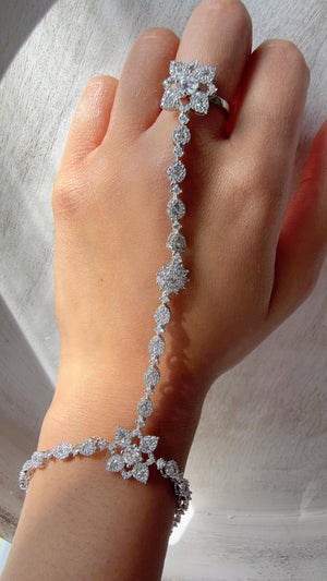 Rhodium Floral Haath Phool /Indian Hand Jewelry/Haath phool - Sahiba