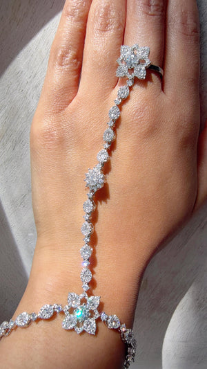 Rhodium Floral Haath Phool /Indian Hand Jewelry/Haath phool - Sahiba
