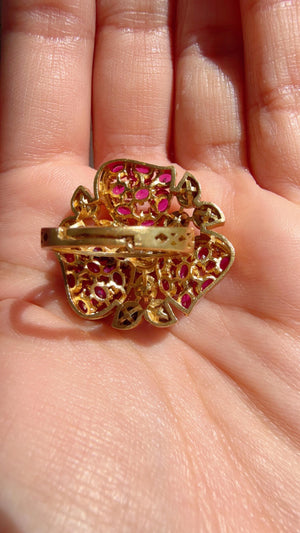 Ruby Cocktail ring/Bridal Kundan Moissanite diamond Ring/Adjustable Ring/Pave setting Ring /Indian Wedding jewelry/