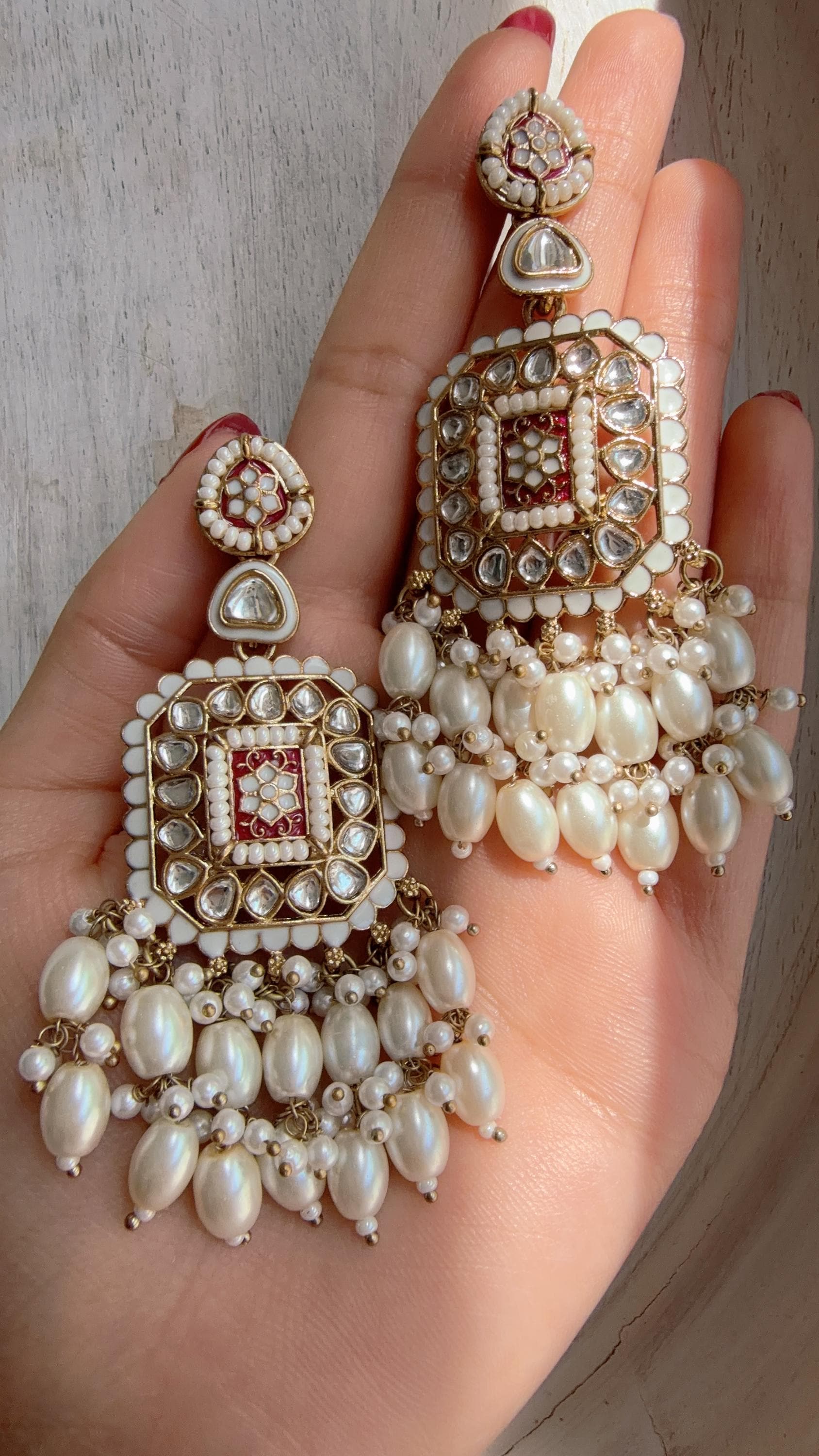 Kundan Chandbali Earrings | Indian Bridal Chandbali | Traditional Wedding Jewelry | Statement Kundan Earrings