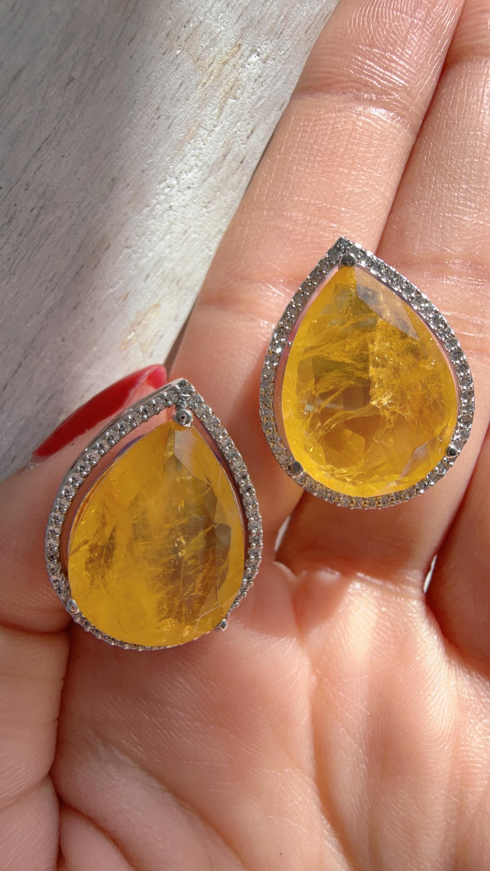 Pear shape Doublet Stud Earrings | Diamond Kundan Statement Studs