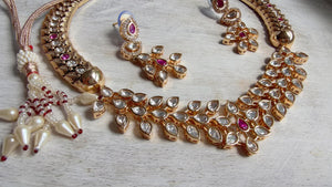 Ruby kundan hasli style Necklace Set Indian Bridal Wedding Jewelry / diamond Hasli /Indian Wedding jewelry