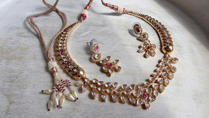 Ruby kundan hasli style Necklace Set Indian Bridal Wedding Jewelry / diamond Hasli /Indian Wedding jewelry