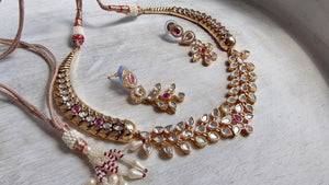 Ruby kundan hasli style Necklace Set Indian Bridal Wedding Jewelry / diamond Hasli /Indian Wedding jewelry