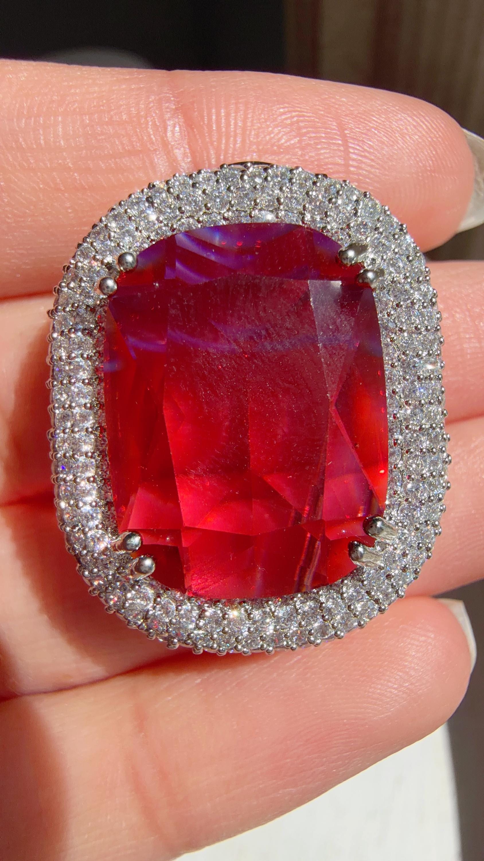 Ruby Hasli Necklace and Stud Earrings Set | Moissanite CZ Jewelry | Luxury Statement Set - Hellen