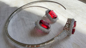 Ruby Hasli Necklace and Stud Earrings Set | Moissanite CZ Jewelry | Luxury Statement Set - Hellen