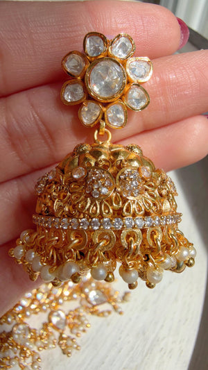 Pachi Kundan Bridal Necklace Set | Moissanite Polki Kundan Necklace | Indian Wedding Jewelry | Statement Necklace