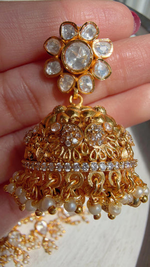 Pachi Kundan Bridal Necklace Set | Moissanite Polki Kundan Necklace | Indian Wedding Jewelry | Statement Necklace