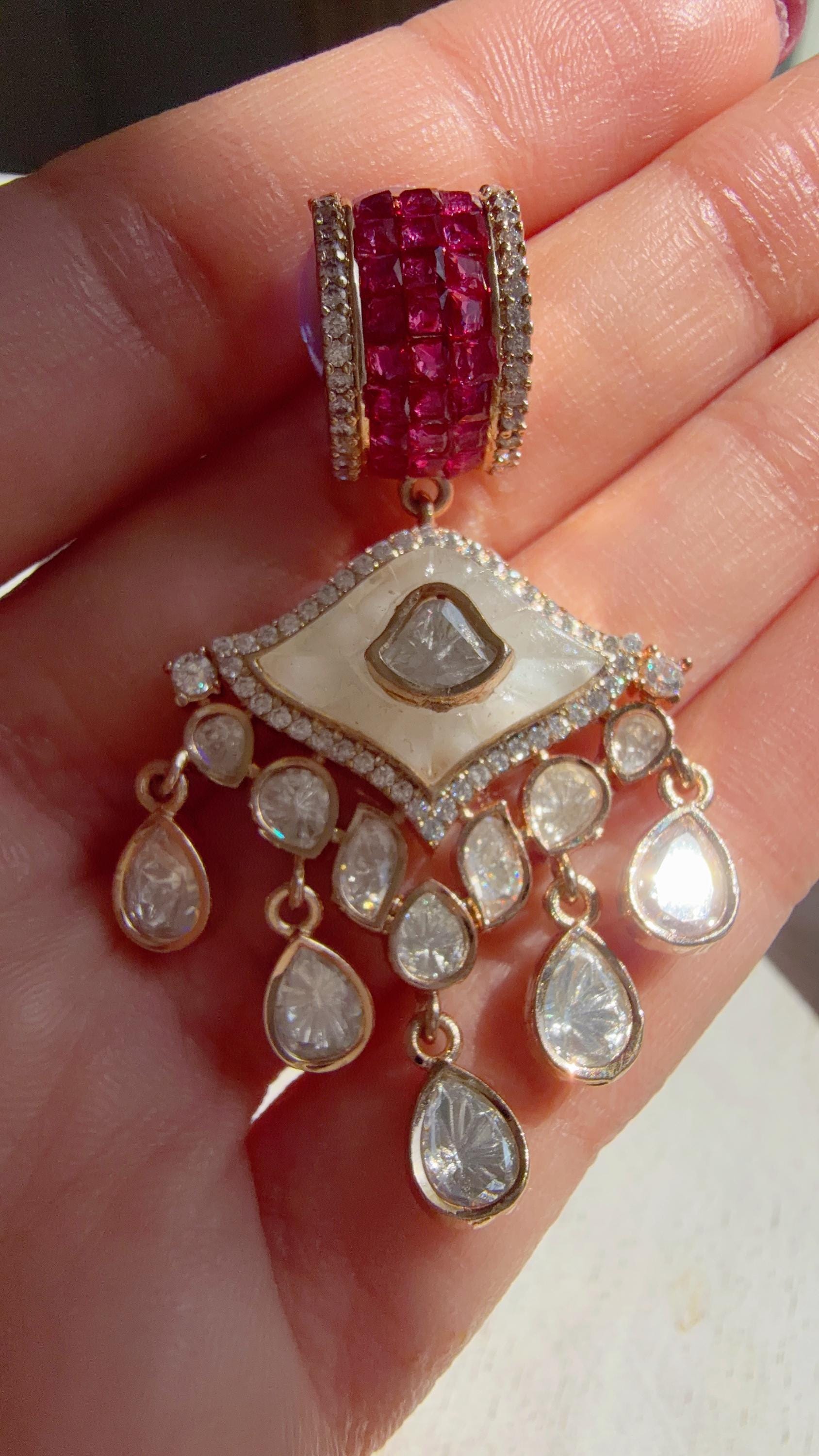 Bridal Mother of Pearl Moissanite Choker Necklace Set | Kundan Moissanite Wedding Jewelry | Indian Bridal Necklace Set - Deane
