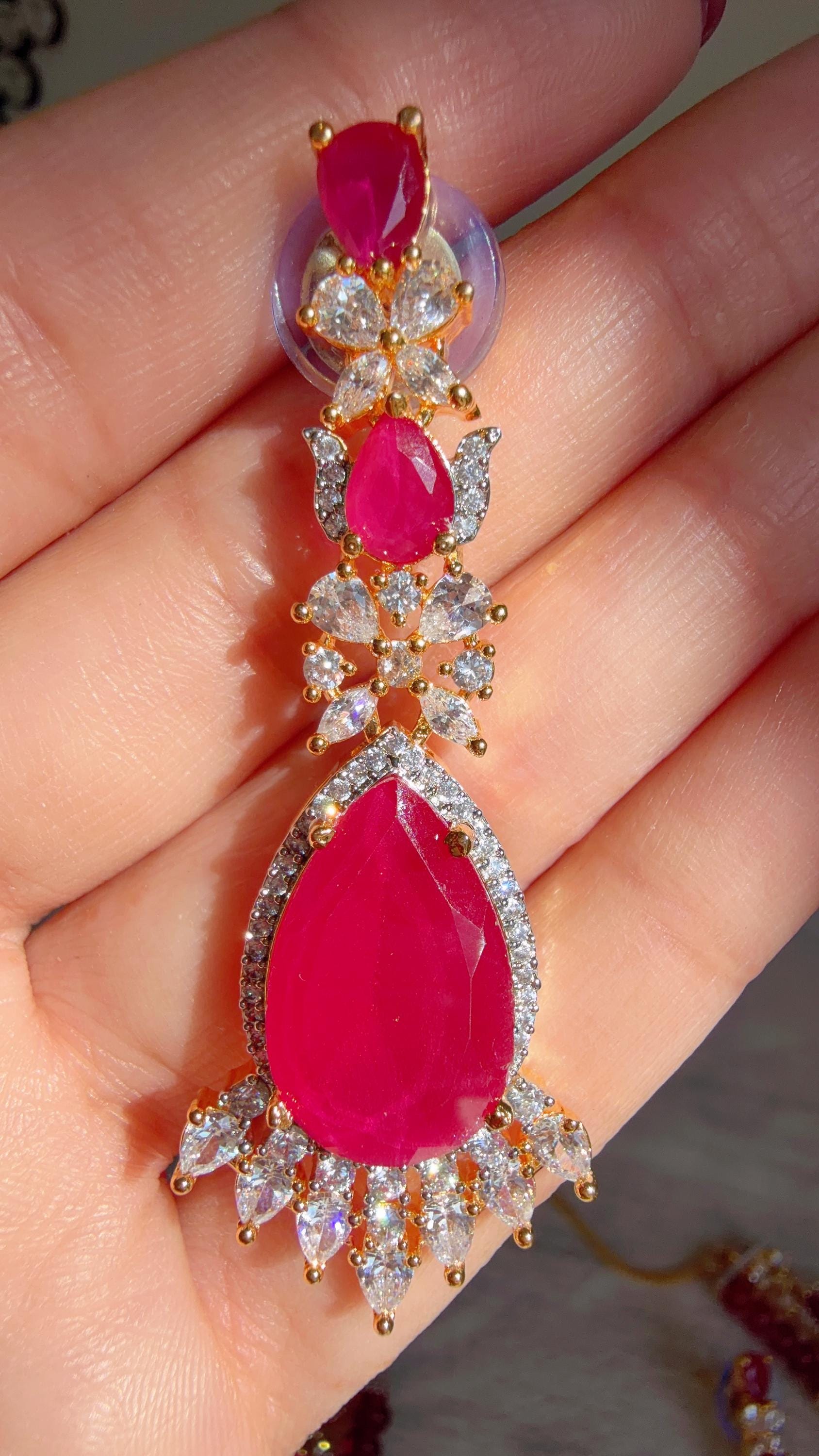 Ruby 2 Layer Two-Tone CZ Diamond Necklace Set | Double Strand Bridal Necklace with Matching Earrings - Bella