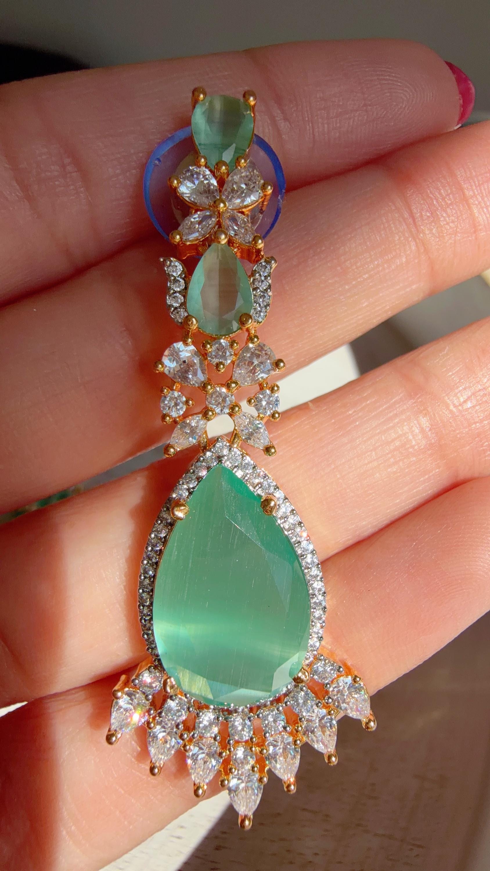 Mint 2 Layer Two-Tone CZ Diamond Necklace Set | Double Strand Bridal Necklace with Matching Earrings - Bella