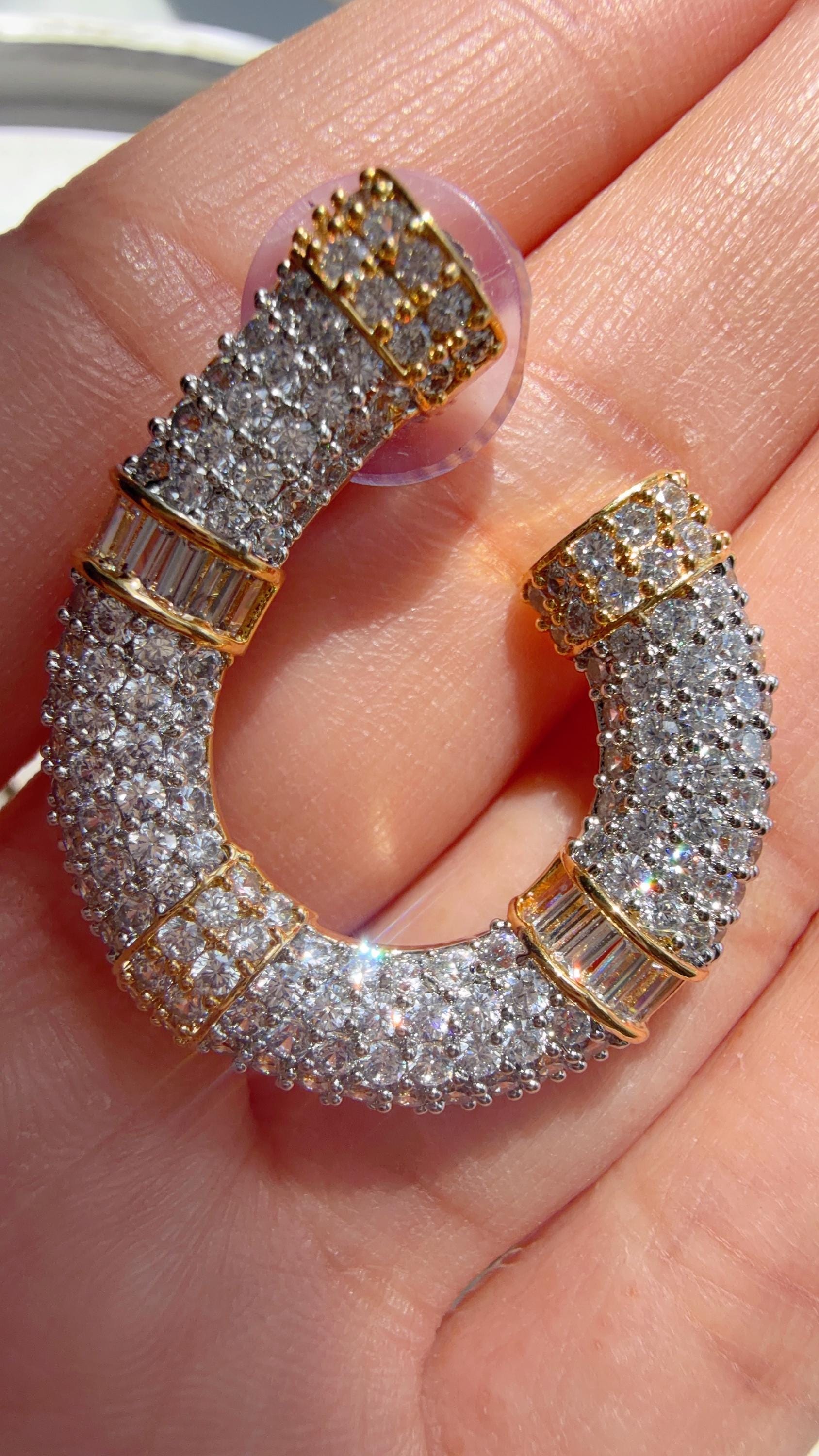 2 tone diamond collar Necklace and Stud Earrings Set | Moissanite CZ Jewelry | Luxury Statement Set