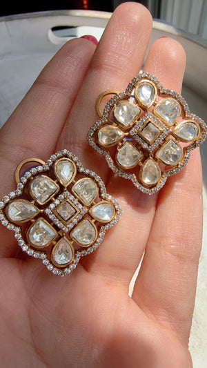 Moissanite diamond Kundan Studs /Indian Jewelry /Statement Stud Earring/Kundan Stud Earrings/Cz Studs/Diamond Studs