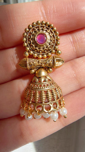 Peacock Pearl Choker Necklace Set | Guttapusalu Temple Jewelry | Rajwadi Antique Gold Indian Bridal Set