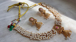 Peacock Pearl Choker Necklace Set | Guttapusalu Temple Jewelry | Rajwadi Antique Gold Indian Bridal Set
