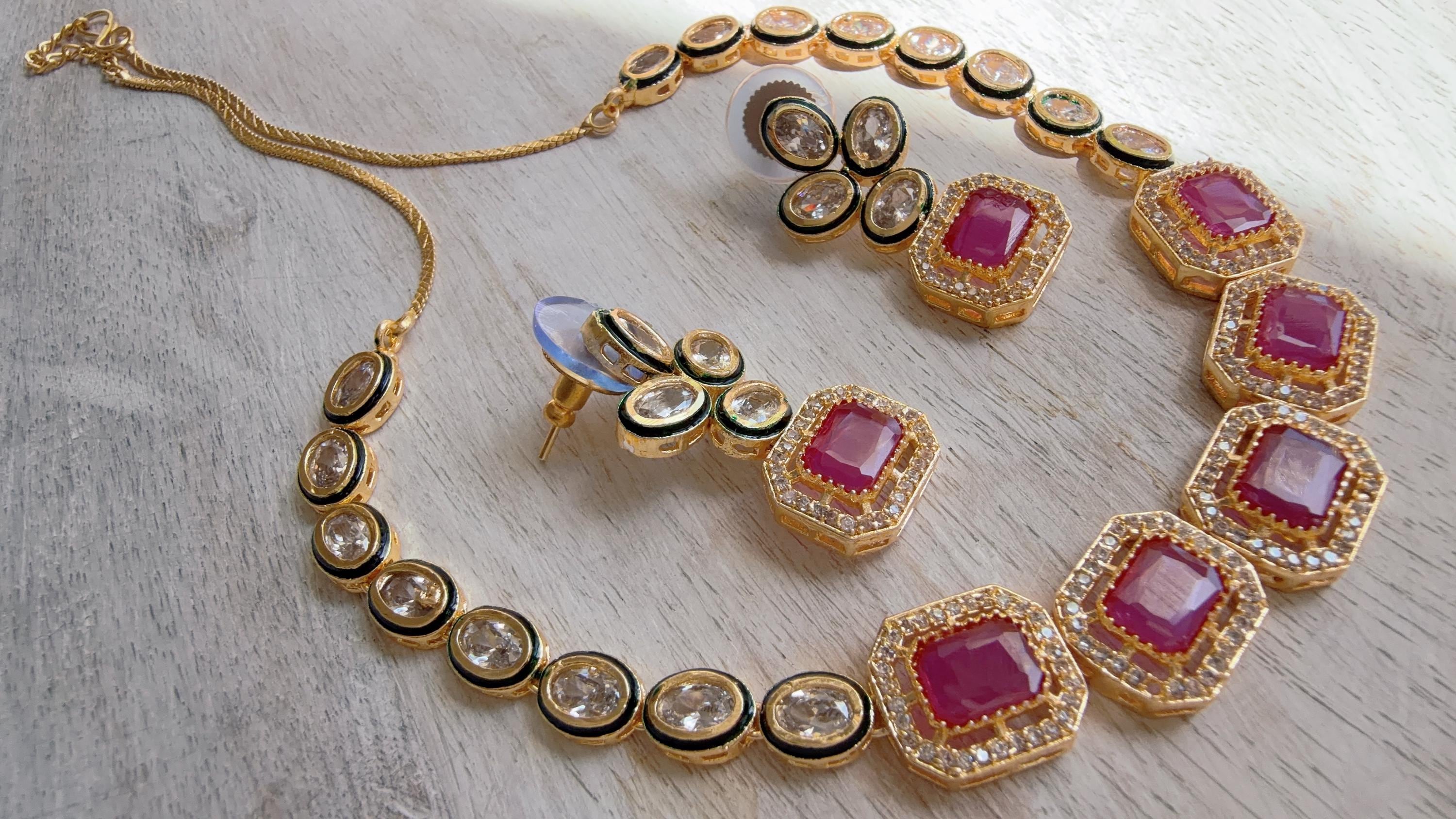 Polki Kundan Ruby necklace/Wedding necklace/necklace/Indian necklace/Indian jewelry/Polki necklace