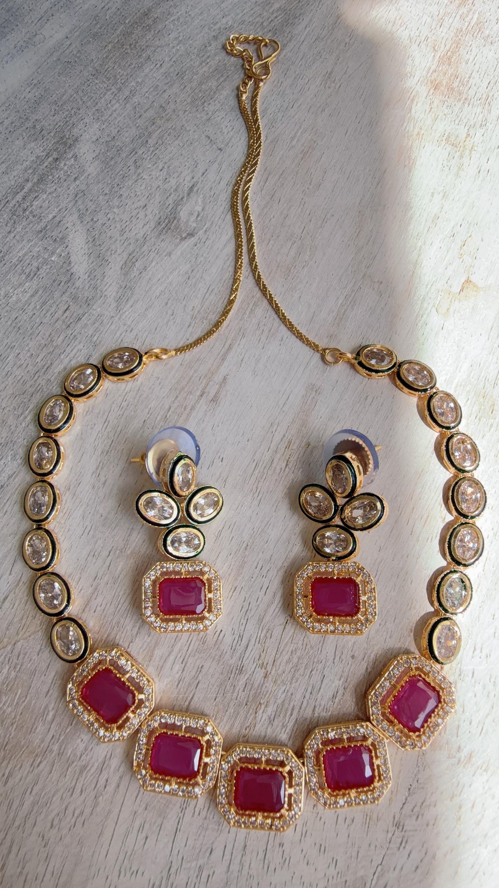 Polki Kundan Ruby necklace/Wedding necklace/necklace/Indian necklace/Indian jewelry/Polki necklace