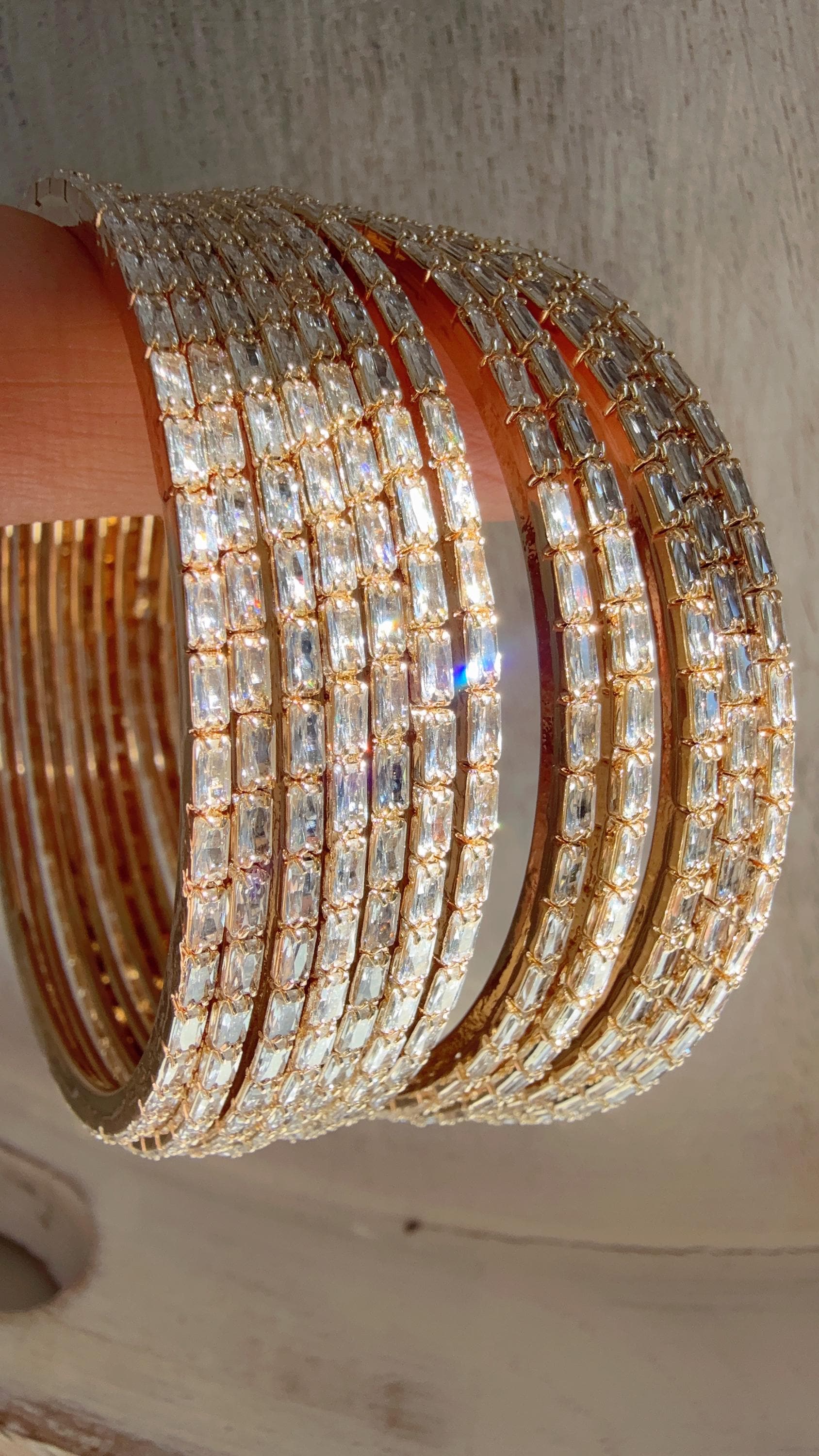 cubic zirconia Gold bangles set of 12/ Indian CZ Bangles/ diamond Bangle Set/Set of 12 gold American Diamond CZ Bangles