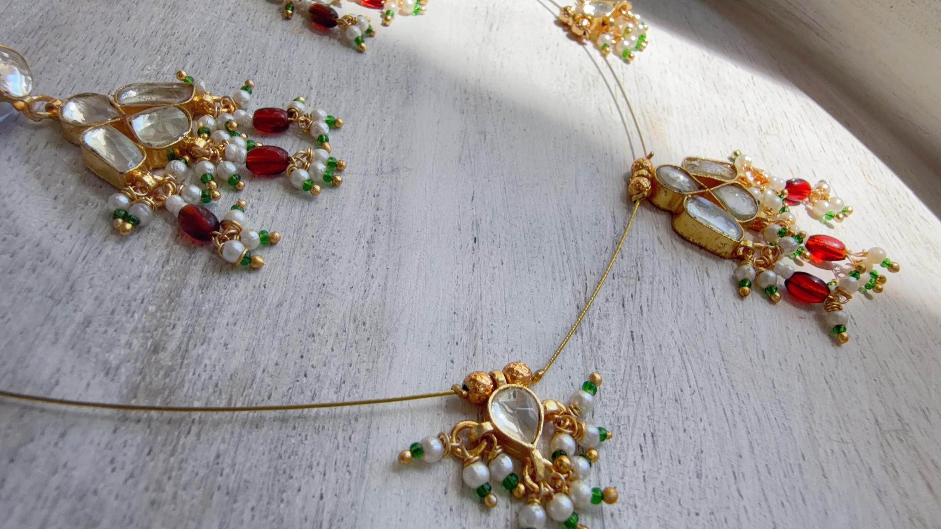 Pachi Kundan Invisible Jewelry Set | Elephant Kundan Jadau Invisible Necklace | Simple Drop Choker