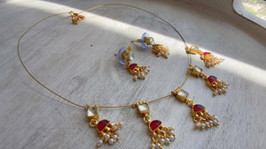 Pachi Kundan Invisible Jewelry Set | Elephant Kundan Jadau Invisible Necklace | Simple Drop Choker