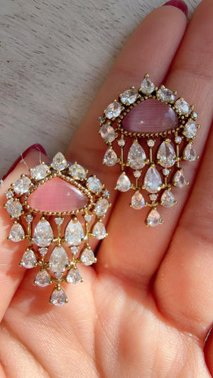 Chandelier Diamond purple Studs/Moissanite Kundan Studs /Indian Jewelry /Statement Stud Earring/
