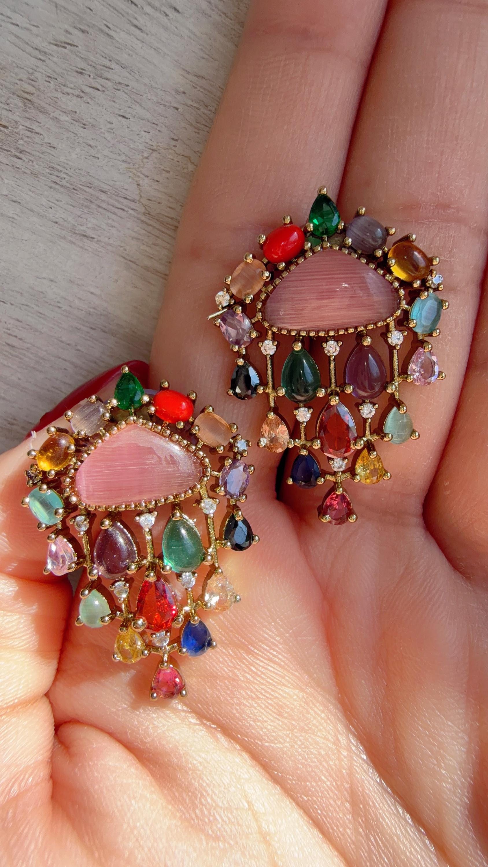 Chandelier Diamond Multi Studs/Saanvi doublet Earrings/Moissanite Kundan Studs /Indian Jewelry /Statement Stud Earring/