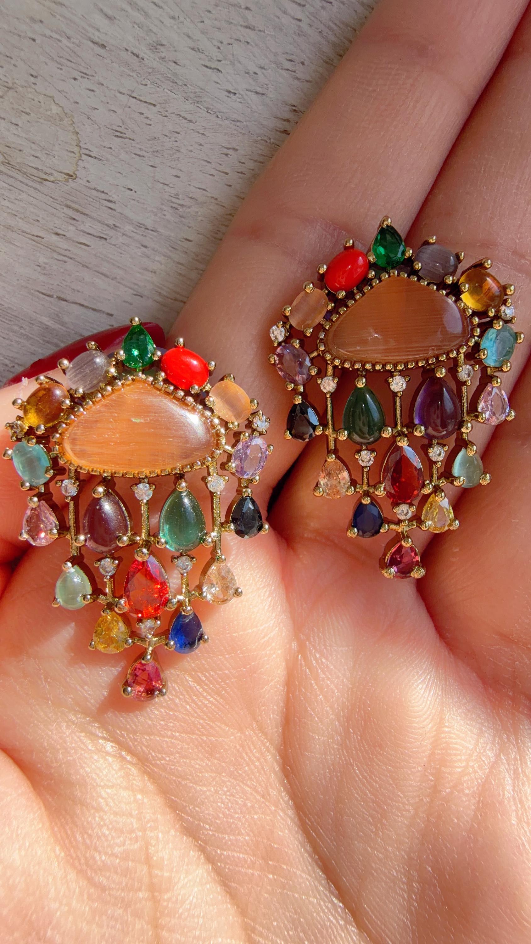 Chandelier Diamond Multi Studs/Moissanite Kundan Studs /Indian Jewelry /Statement Stud Earring/