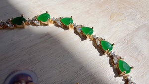 Gold Single Line Green Diamond Necklace | CZ Choker Necklace | Indian Jewelry | Modern Elegant Diamond Necklace | Bridal Party Wear - Shelly