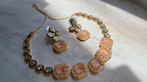 Polki Kundan Pink Necklace Set with Earrings | Indian Bridal Wedding Necklace | Traditional Polki Necklace - Mehak