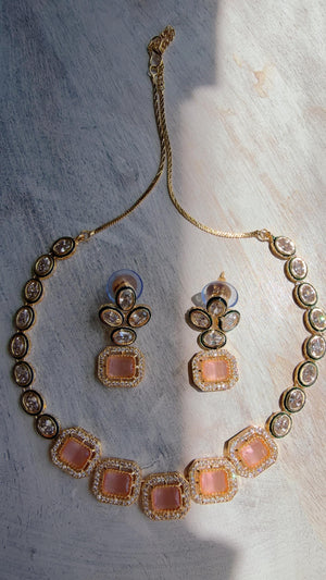 Polki Kundan Pink Necklace Set with Earrings | Indian Bridal Wedding Necklace | Traditional Polki Necklace - Mehak
